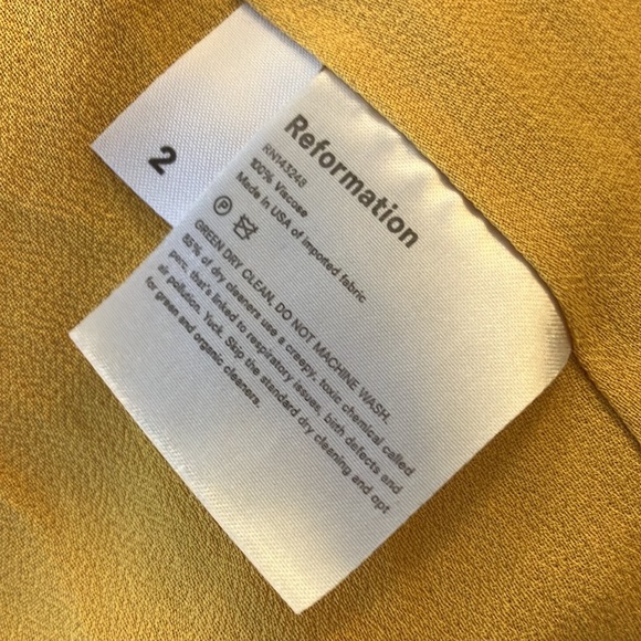 Reformation Nikita ruffled midi dress w/bow tie straps in mustard color size 2 - Picture 11 of 12